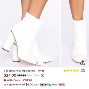 Fashion Nova Beautiful Feeling White Booties. Size 7.5